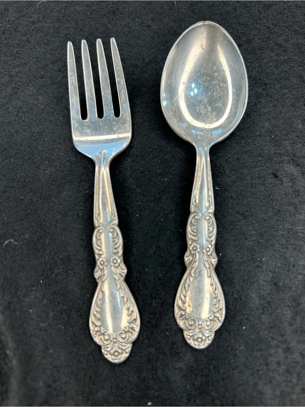 Vintage Rodger international silver company  baby toddler spoon and fork set